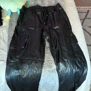 American eagle cargo leather pants size 8